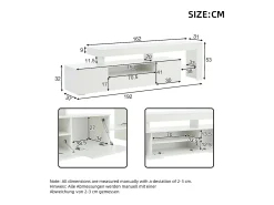 New Hauss Spole Suporte para TV com iluminação LED e 3 portas - acabamento brilhante - 192 x 37 x 53 cm Branco