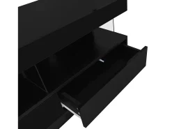 Móvel De Tv*Hauss Spole Suporte para TV com iluminação LED, 3 gavetas e 3 prateleiras em vidro - Laca preta brilhante Preto