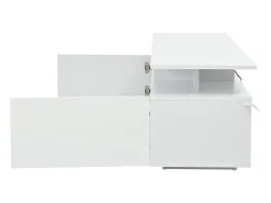 Móvel De Tv*Hauss Spole Suporte para TV com iluminação LED, 2 portas e prateleiras em vidro - acabamento brilhante - Branco