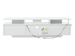 Móvel De Tv*Hauss Spole Suporte para TV com iluminação LED, 2 portas e prateleiras em vidro - acabamento brilhante - Branco
