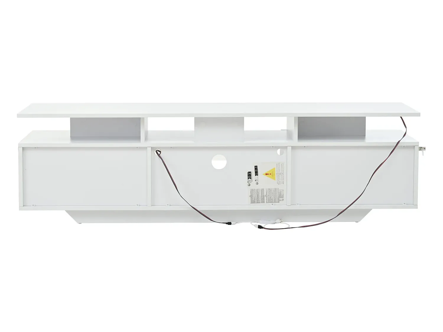 Móvel De Tv*Hauss Spole Suporte para TV com iluminação LED, 2 portas e prateleiras em vidro - acabamento brilhante - Branco