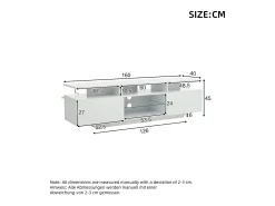 Móvel De Tv*Hauss Spole Suporte para TV com iluminação LED, 2 portas e prateleiras em vidro - acabamento brilhante - Branco