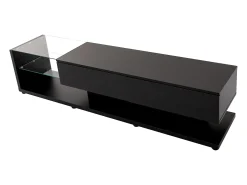 Sale Hauss Spole Suporte para TV com iluminação LED, 2 gavetas e 2 prateleiras em vidro - Preto