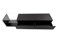 Sale Hauss Spole Suporte para TV com iluminação LED, 2 gavetas e 2 prateleiras em vidro - Preto