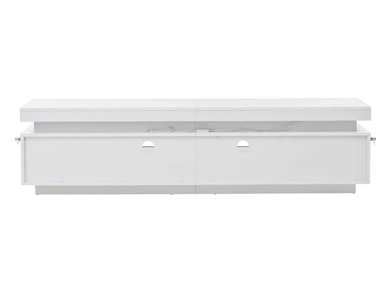 Outlet Hauss Spole Suporte para TV com iluminação LED, 2 portas em forma de L e uma gaveta - acabamento brilhante - Branco