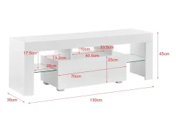Móvel De Tv|Helloshop26 Suporte para TV com iluminação LED multicolorida banco de design com prateleiras 130 cm 03_0005859 Branco