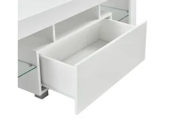 Móvel De Tv|Helloshop26 Suporte para TV com iluminação LED multicolorida banco de design com prateleiras 130 cm 03_0005859 Branco