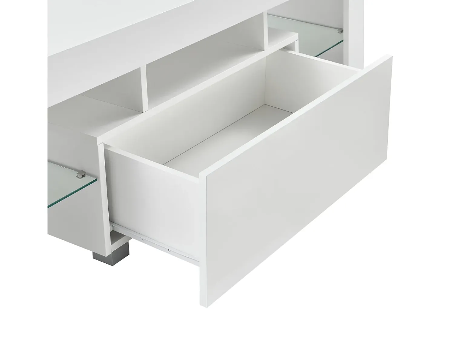 Móvel De Tv|Helloshop26 Suporte para TV com iluminação LED multicolorida banco de design com prateleiras 130 cm 03_0005859 Branco