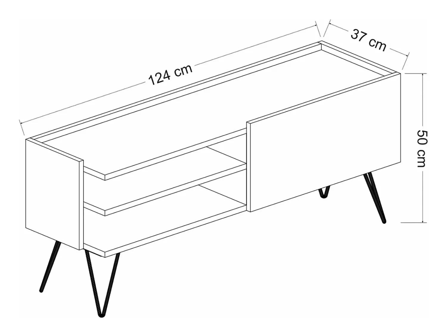 Helloshop26 Suporte para TV com porta 50 x 124 x 37 cm / efeito madeira 03_0007751^ Móvel De Tv
