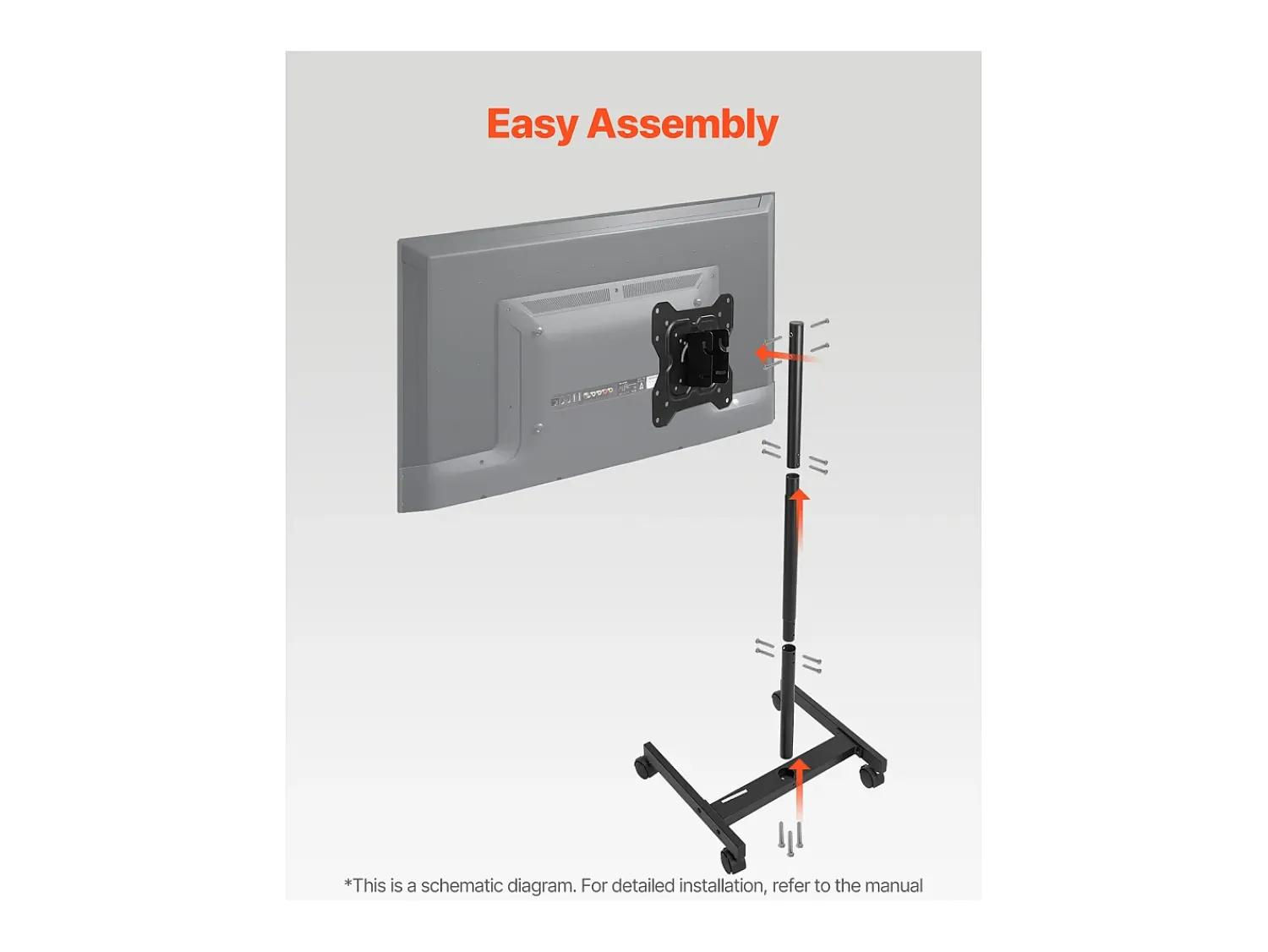 Móvel De Tv| Suporte para TV com Rodas SucceBuy Carrinho Móvel para TV e Suporte para TV com Pé Portátil, Para Televisores/LED/LCD/OLED de 431,8 a 1397 mm, Até 20 kg Preto