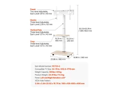 Sale Suporte para TV com Rodas SucceBuy, Ecrãs de 81,2,8-177,8 cm, Carrinho Móvel, Rotação de 25°, Altura Ajustável, 40 kg, VESA 60 x 40 cm, Quarto/Exterior Bege