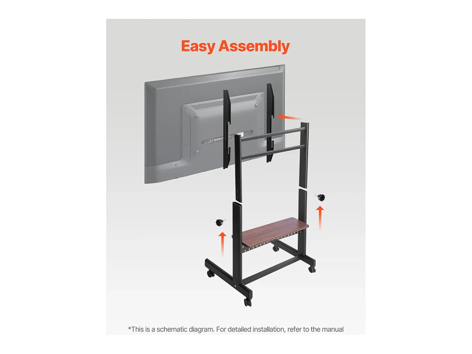 Suporte para TV com Rodas SucceBuy, para Televisores/LED/LCD/OLED (139,7-254 cm), Carrinho Portátil, Até 92,99 kg, VESA 80x60 cm, Sala de Estar/Escritório/Exterior^ Móvel De Tv