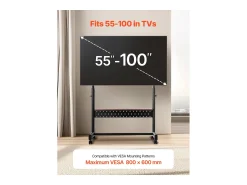 Suporte para TV com Rodas SucceBuy, para Televisores/LED/LCD/OLED (139,7-254 cm), Carrinho Portátil, Até 92,99 kg, VESA 80x60 cm, Sala de Estar/Escritório/Exterior^ Móvel De Tv