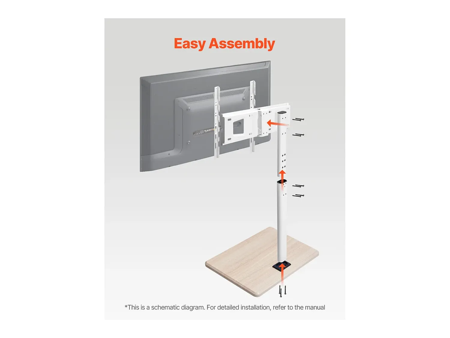 Móvel De Tv* Suporte para TV com Rodízios SucceBuy, Ecrãs de 812,8-1778 mm,Carrinho Móvel, Rotação de 25°, Altura Ajustável, 40 kg, VESA 60 x 40 cm,Sala de Estar/Exterior Bege