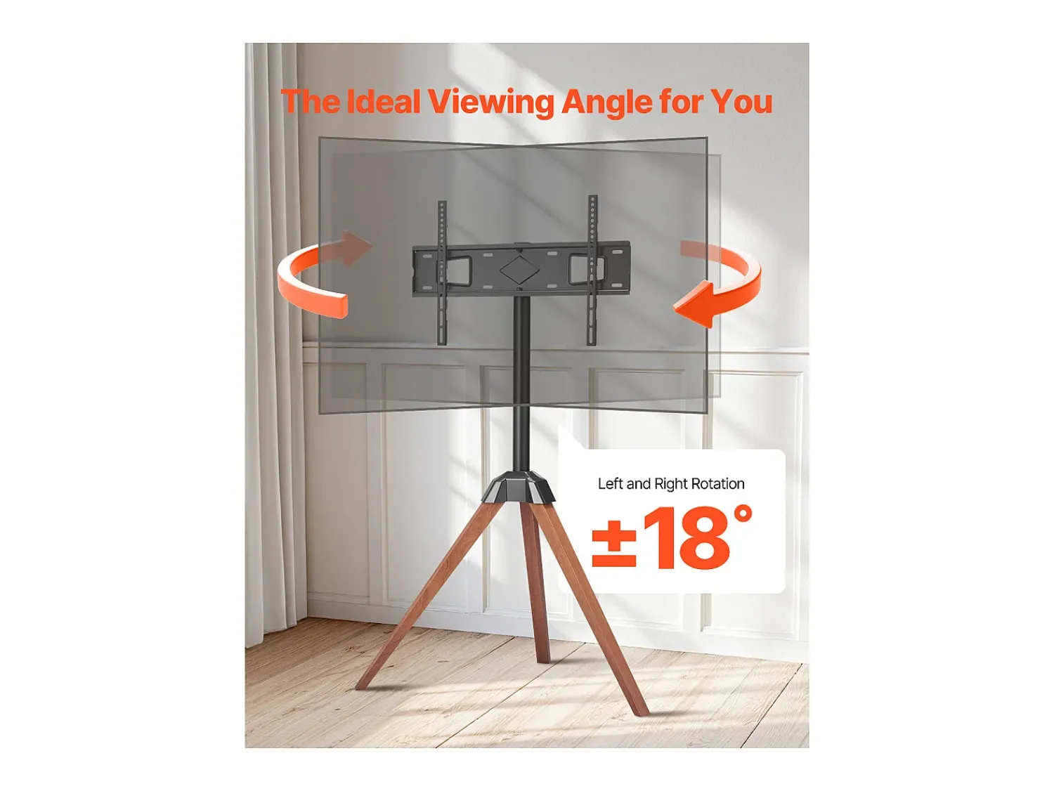 Móvel De Tv| Suporte para TV com Tripé SucceBuy , Para Quarto, Estúdio, Sala de Estar, Compatible com Ecrãs Planos/Curvos de 1016-1651 mm, Capacidade de Carga 45 kg Castanho