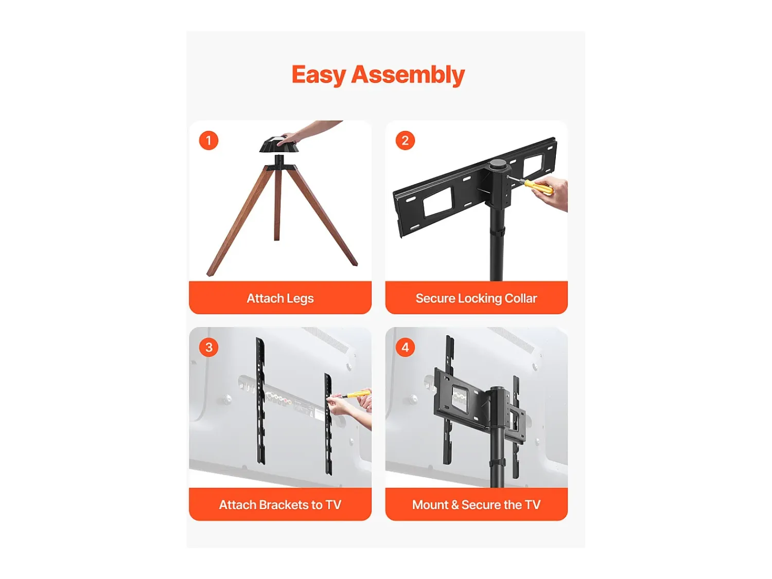 Móvel De Tv| Suporte para TV com Tripé SucceBuy , Para Quarto, Estúdio, Sala de Estar, Compatible com Ecrãs Planos/Curvos de 1016-1651 mm, Capacidade de Carga 45 kg Castanho