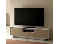 Móvel De Tv|Dmora Suporte para TV Darrighin, Suporte para TV para ala de etar, Aparador baixo para ala de etar com 2 porta e 1 gaveta, 100% Made in Italy, 170x42h48 cm, e Bege Branco