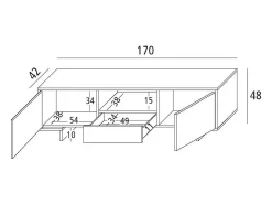 Móvel De Tv|Dmora Suporte para TV Darrighin, Suporte para TV para sala de estar, Aparador baixo para sala com 2 portas e 1 gaveta, 100% Made in Italy, 170x42h48 cm, e Carvalho Branco