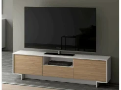 Móvel De Tv|Dmora Suporte para TV Darrighin, Suporte para TV para sala de estar, Aparador baixo para sala com 2 portas e 1 gaveta, 100% Made in Italy, 170x42h48 cm, e Carvalho Branco