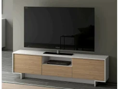 Móvel De Tv|Dmora Suporte para TV Darrighin, Suporte para TV para sala de estar, Aparador baixo para sala com 2 portas e 1 gaveta, 100% Made in Italy, 170x42h48 cm, e Carvalho Branco