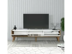 Sale Dmora Suporte para TV Dbrunozz, CreDenza de sala, Armário baixo para TV, Base de parede equipada, 180x45h35 cm, e Nogueira Branco