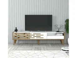 Sale Dmora Suporte para TV Dbrunozz, CreDenza de sala, Armário baixo para TV, Base de parede equipada, 180x45h35 cm, e Nogueira Branco