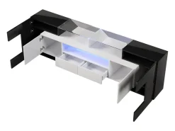Suporte para TV de 200 cm, acabamento brilhante com iluminação LED, móvel para sala de estar, elegante superfície de vidro, .^ Móvel De Tv