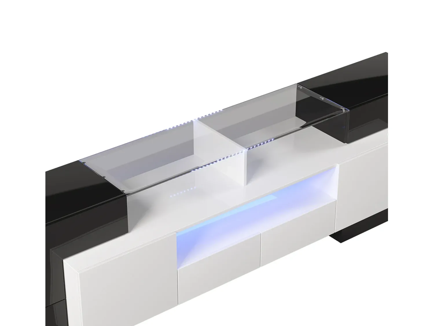 Móvel De Tv* Suporte para TV de 200 cm com iluminação LED, móvel para sala de estar, design moderno, elegante superfície de vidro, . Preto