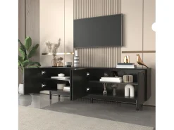 Suporte para TV de 175 cm, móvel para televisão com 4 portas sem puxadores e prateleiras ajustáveis, .^ Móvel De Tv