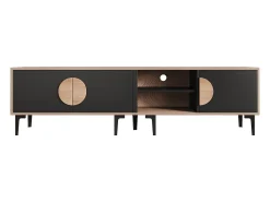 Discount Hauss Spole Suporte para TV de 80 polegadas com 3 portas - Cor e madeira Preto