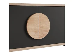 Discount Hauss Spole Suporte para TV de 80 polegadas com 3 portas - Cor e madeira Preto