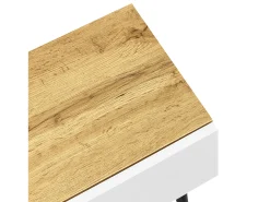 Móvel De Tv| Suporte para TV em madeira e branco - Suporte para TV com 2 portas retráteis e pés em metal - Arrumação aberta Natural claro