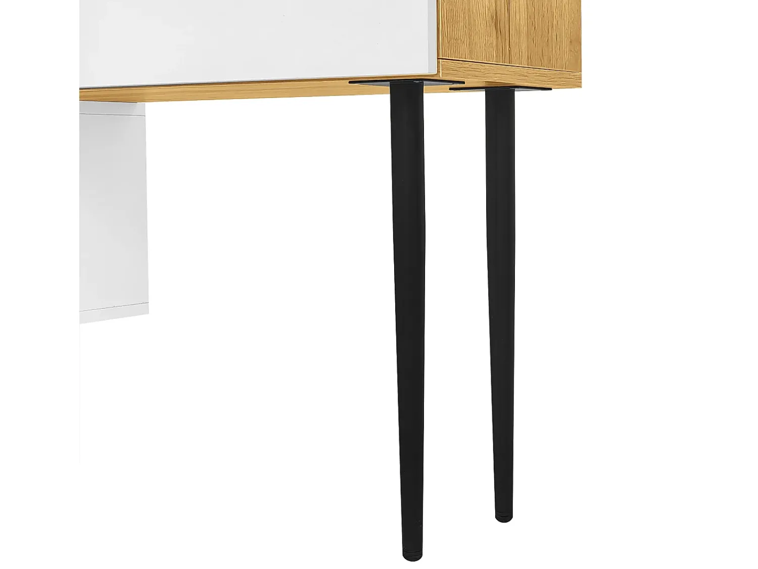 Móvel De Tv| Suporte para TV em madeira e branco - Suporte para TV com 2 portas retráteis e pés em metal - Arrumação aberta Natural claro