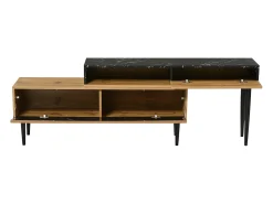 Suporte para TV em madeira e preto - Suporte para TV com 2 portas retráteis e pés em ferro - Arrumação aberta^ Móvel De Tv