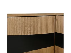 Móvel De Tv* Suporte para TV em madeira e preto - Suporte para TV com 4 portas e 8 pés - compatível com TVs até 75 polegadas Natural claro