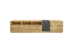 Móvel De Tv* Suporte para TV em madeira - Suporte para TV com 2 portas retráteis e 2 portas articuladas - espaço de arrumação aberto Preto