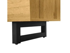 Suporte para TV em madeira - Suporte para TV de três portas com pés em metal em U - Arrumação aberta - para sala de estar Natural claro