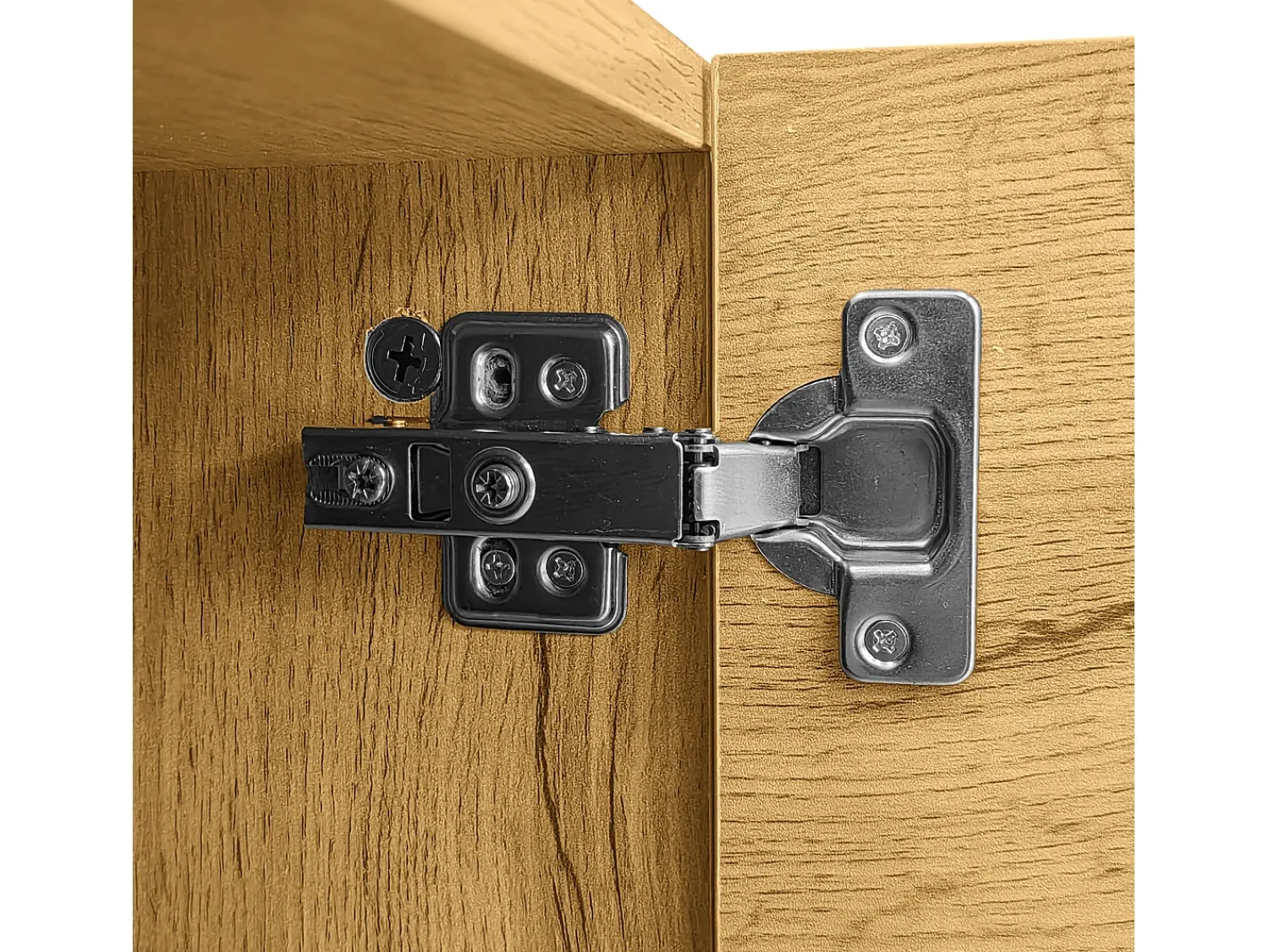 Suporte para TV em madeira - Suporte para TV de três portas com pés em metal em U - Arrumação aberta - para sala de estar Natural claro