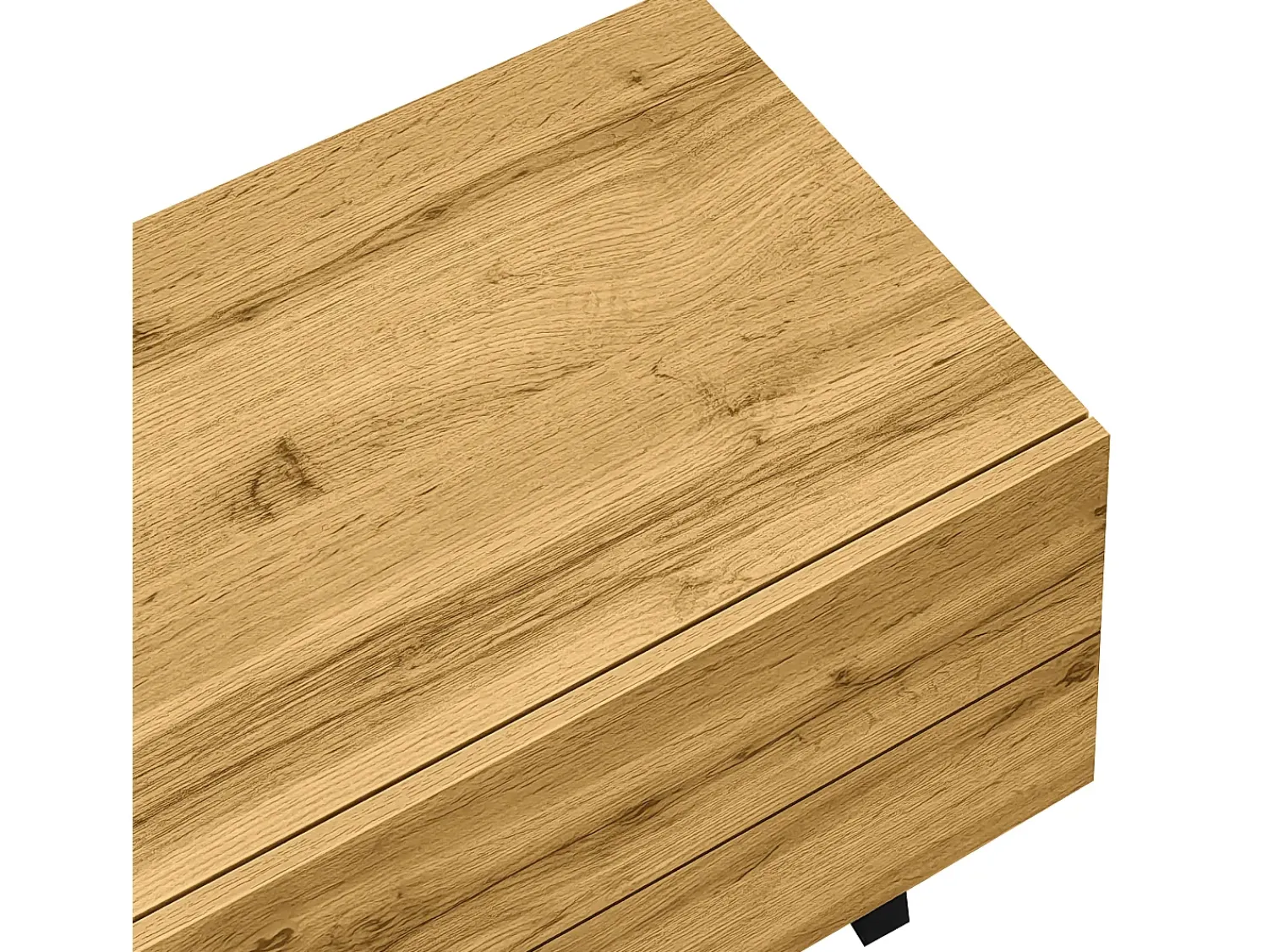 Suporte para TV em madeira - Suporte para TV de três portas com pés em metal em U - Arrumação aberta - para sala de estar Natural claro