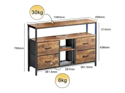 Suporte para TV LED baixo, 108 x 30 x 77 cm, estrutura sólida em metal e madeira, suporte para TV, mesa para TV, madeira^ Móvel De Tv