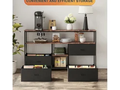 Sale Suporte para TV LED, mesa para TV de 108 cm, com gaveta de tecido, suporte para TV de sala de estar com espaço de armazenamento, Preto