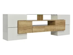 New Suporte para TV LED, Móvel Alto para TV para Sala de Estar, com Espaço de Armazenamento, 200 x 30 x 60 cm, e Madeira Branco