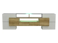 New Suporte para TV LED, Móvel Alto para TV para Sala de Estar, com Espaço de Armazenamento, 200 x 30 x 60 cm, e Madeira Branco