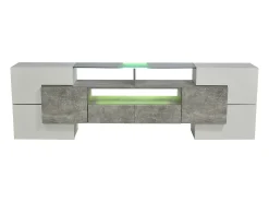 Outlet Suporte para TV LED, Móvel Alto para TV para Sala de Estar, com Espaço de Armazenamento, 200 x 30 x 60 cm, Branco e Cinza Cinzento
