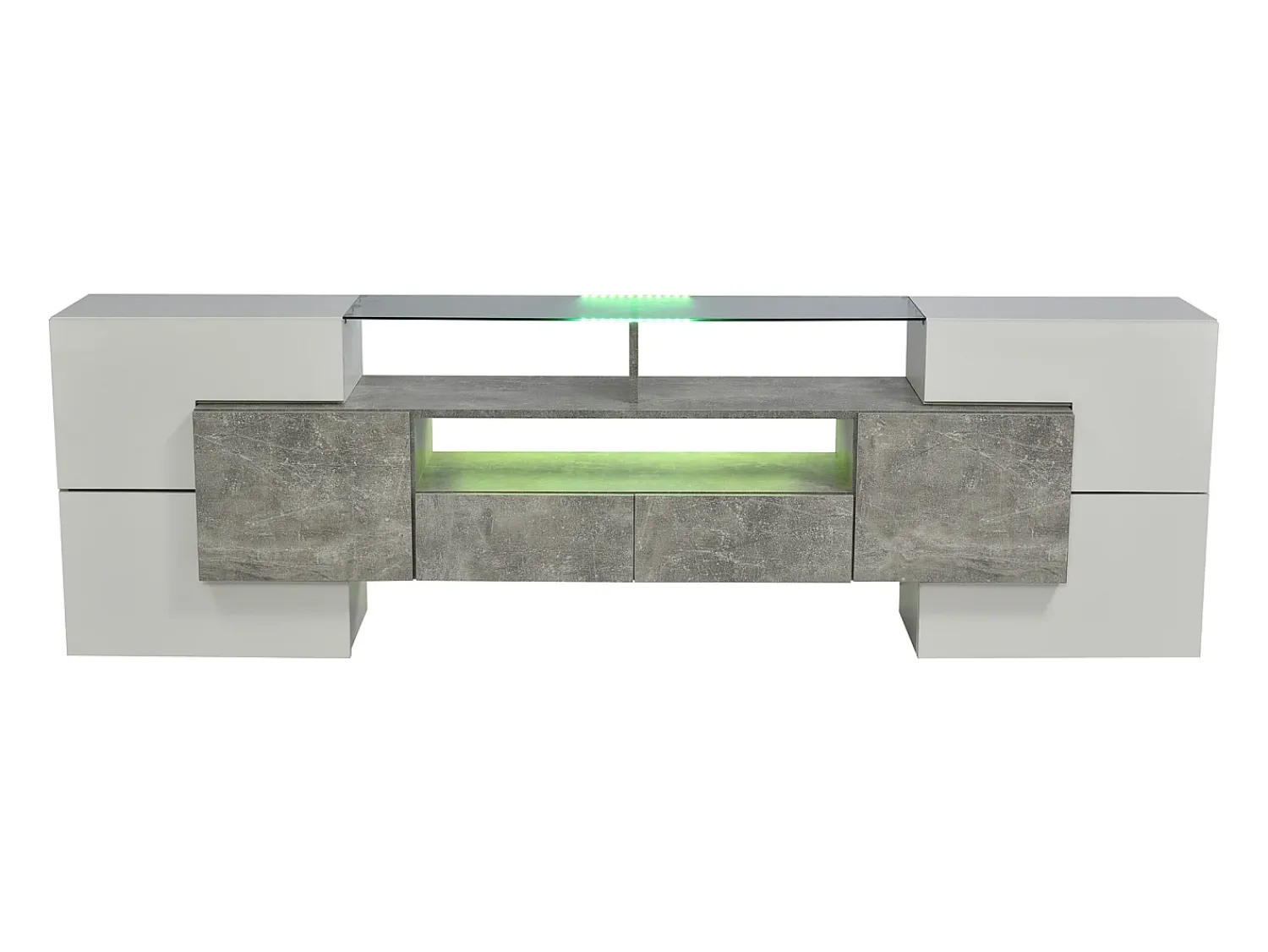 Outlet Suporte para TV LED, Móvel Alto para TV para Sala de Estar, com Espaço de Armazenamento, 200 x 30 x 60 cm, Branco e Cinza Cinzento