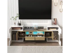 Online Suporte para TV LED, Móvel Alto para TV para Sala de Estar, com Espaço de Armazenamento, 150 x 30 x 50 cm, e Madeira Branco