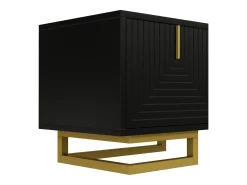 Móvel De Tv| Suporte para TV - Suporte para TV de 4 portas com puxadores dourados - para sala de estar Preto