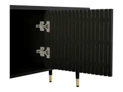 Sale Suporte para TV - Suporte para TV com 4 portas com estrutura em treliça - detalhes dourados e pés ajustáveis Preto
