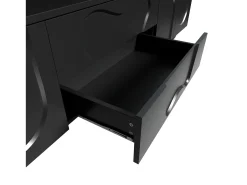 Móvel De Tv* Suporte para TV - Suporte para TV com 2 gavetas e 2 portas - Pés redondos em madeira maciça Preto