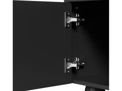 Móvel De Tv* Suporte para TV - Suporte para TV com 2 gavetas e 2 portas - Pés redondos em madeira maciça Preto